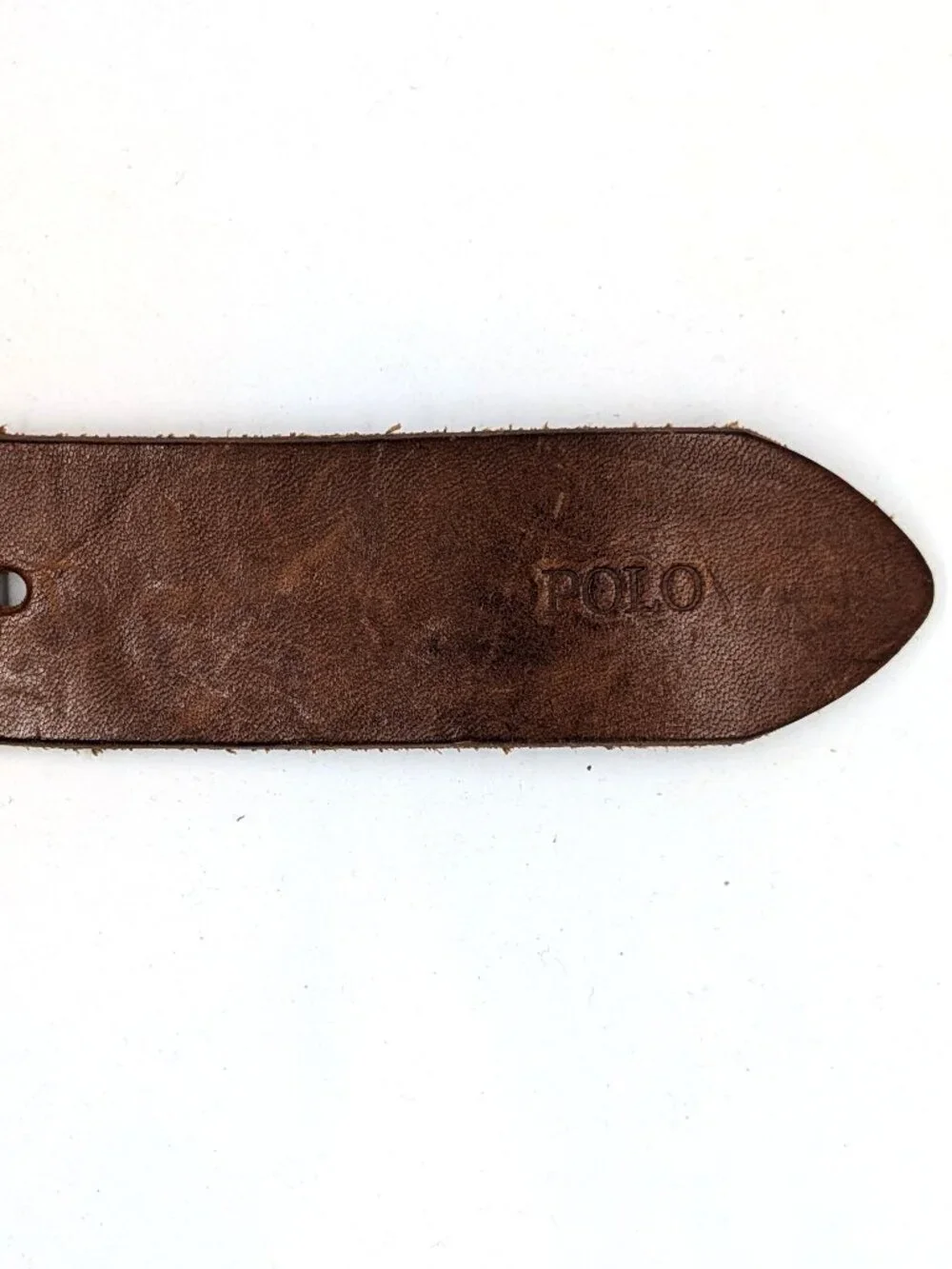Polo Ralph Lauren Belt Mens Size 42 Brown Leather Silvertone Brass Buckle Logo